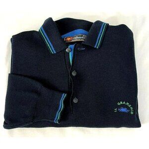Vintage Il Granchio Mens Sweater Large pullover collared Italy wool blend crab